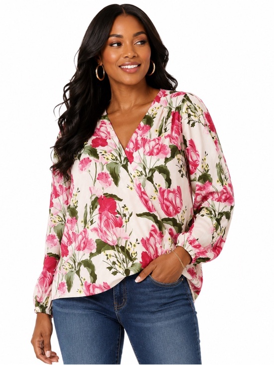 INC International Concepts Tops - INC Floral Split-Sleeve Pull-Over Blouse